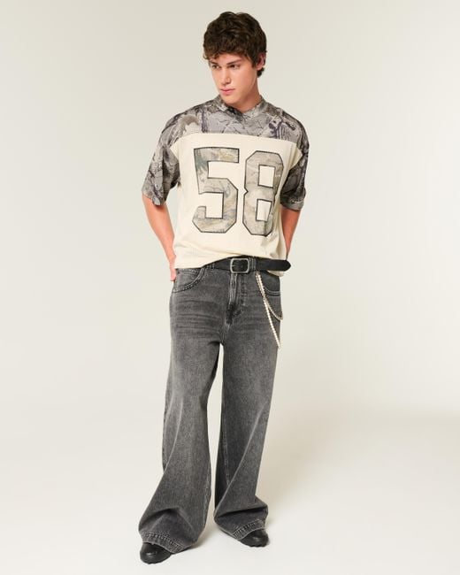 Hollister Gray Boxy Crop Camo Jersey for men