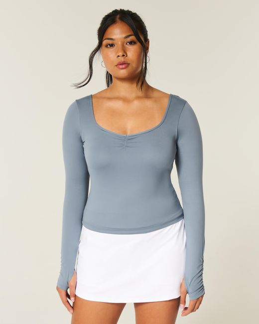 Hollister Blue Gilly Hicks Active Recharge Cinch Sweetheart Top