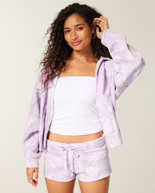 Hollister Purple Camo Fleece Mini Shorts