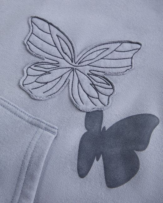 Hollister Blue Hollister Feel Good Oversized Butterfly Graphic Hoodie