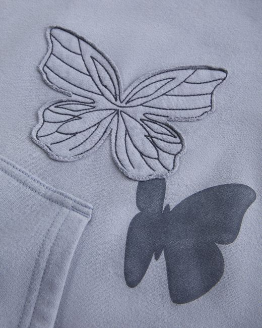 Hollister Blue Hollister Feel Good Oversized Butterfly Graphic Hoodie