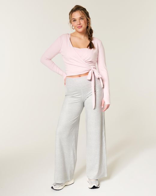 Hollister White Gilly Hicks Active Recharge Foldover Wide-leg Pants