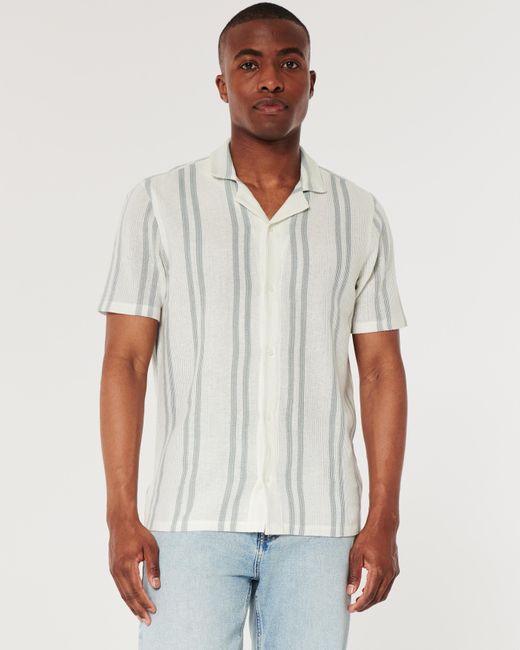 Hollister White Short-sleeve Pattern Lace Shirt for men
