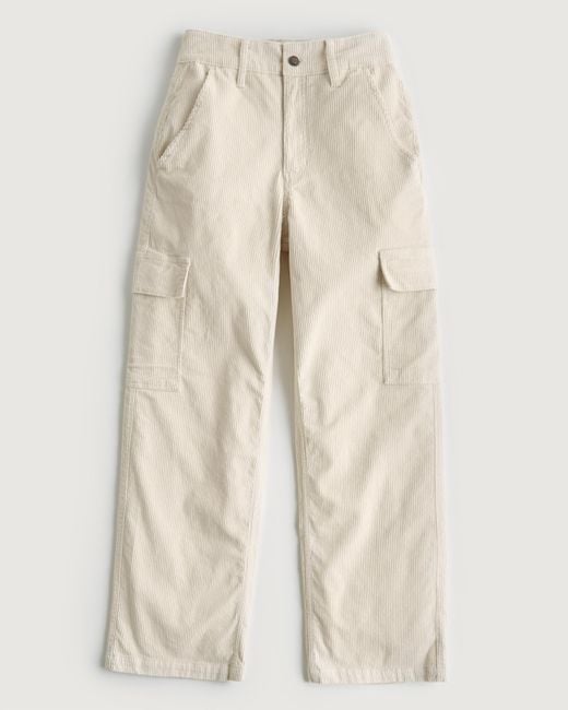 Hollister Natural Ultra High-rise Corduroy Baggy Cargo Pants