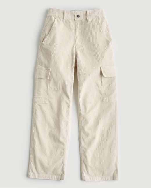 Hollister Ultra Highrise Corduroy Baggy Cargo Pants in Natural Lyst UK
