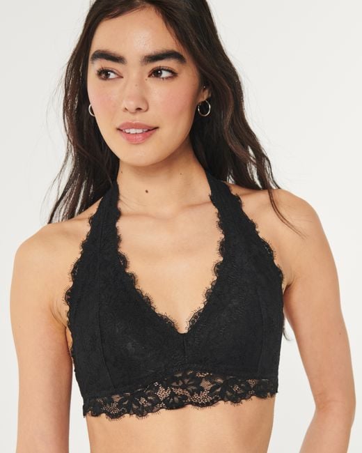 Hollister Gilly Hicks Lace Halter Bralette in Black Lyst UK