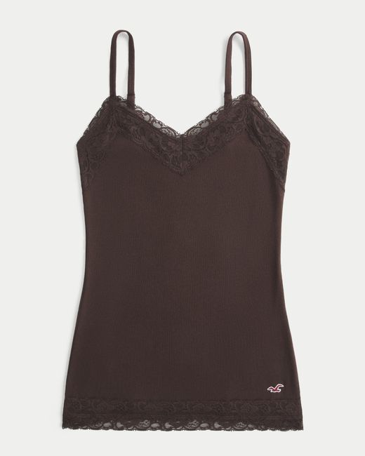 Hollister Brown Lace Trim Layering Cami
