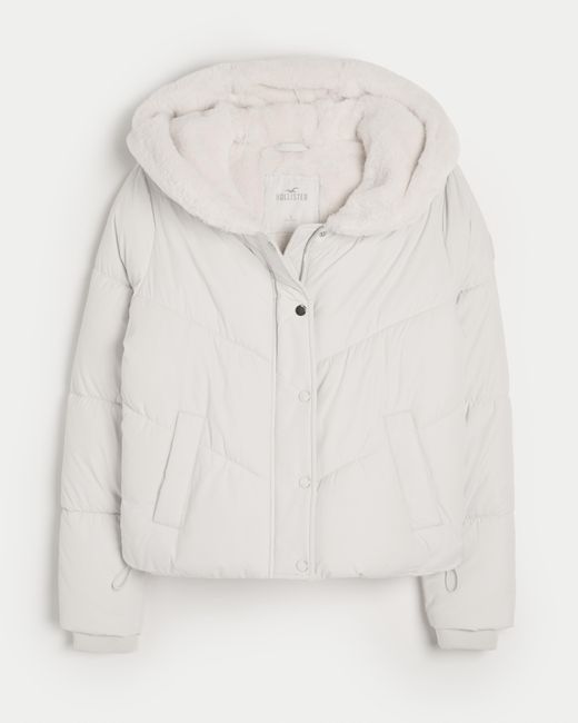 Hollister White Cozy-lined Puffer Jacket