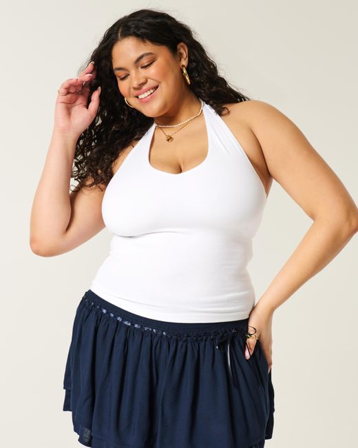 Hollister White Neckholder-Oberteil mit V-Ausschnitt