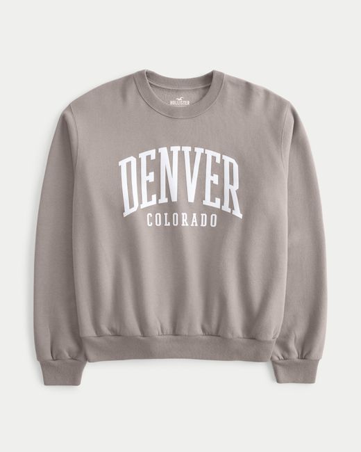 Hollister Gray Lässiges Sweatshirt mit Denver-Grafik und Rundhalsausschnitt