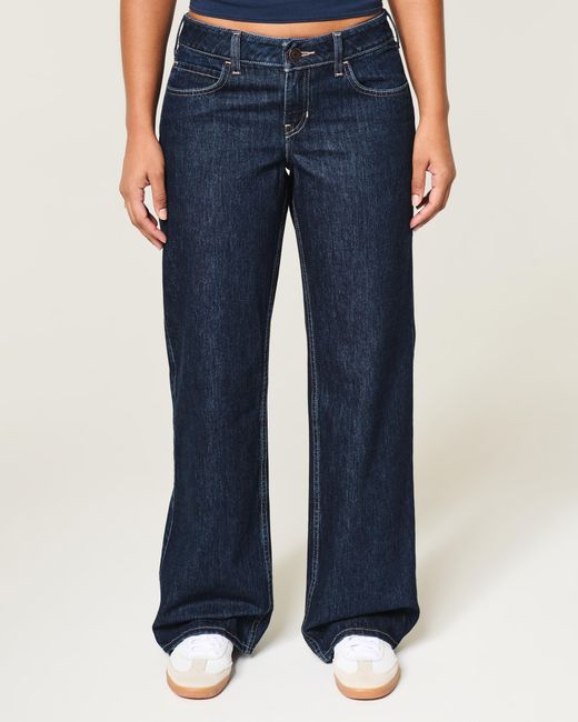 Hollister Blue Curvy Low-rise Dark Wash Baggy Jeans