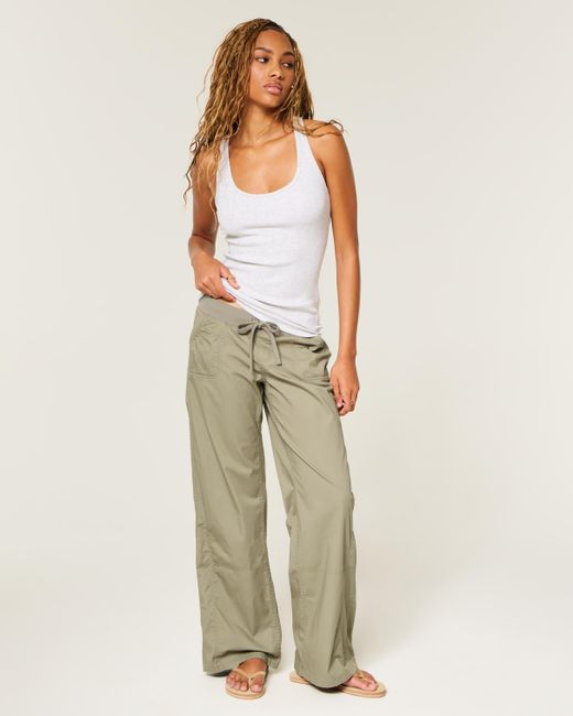 Hollister Green Hollister Remi Ultra Low-rise Poplin Pull-on Pants