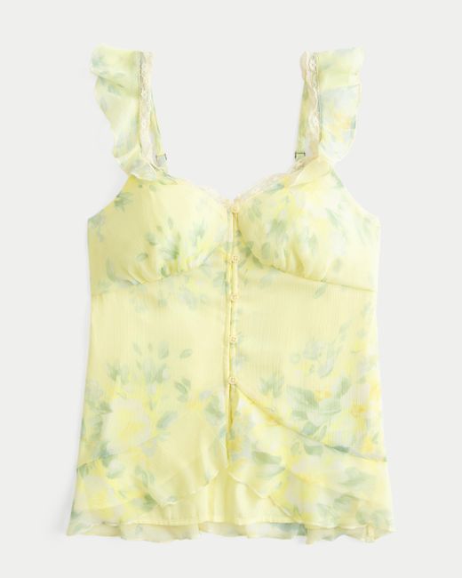 Hollister Yellow Easy Chiffon Babydoll Top