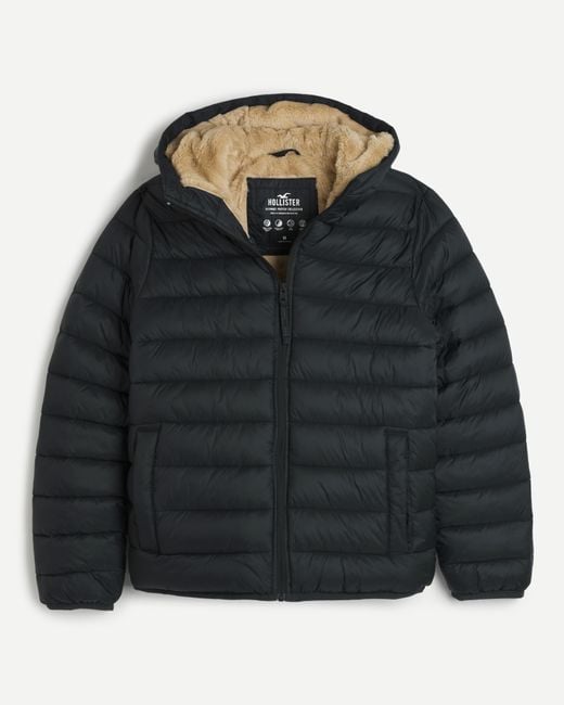 Hollister Black Ultimate Cozy-lined Puffer Jacket for men