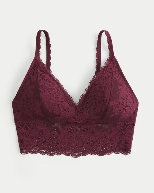 Hollister Red Lace Longline Triangle Bralette