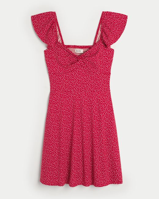 Hollister Red Twist Bust Knit Skort Dress