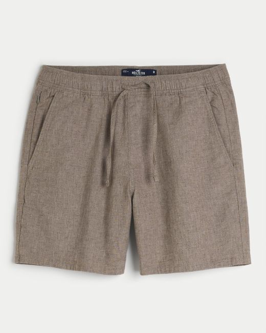 Hollister Gray Linen Blend Jogger Shorts 7" for men
