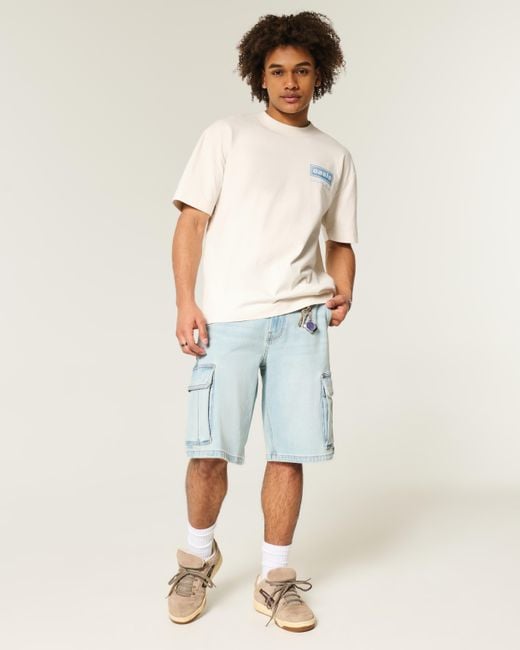 Hollister Blue Boxy Heavyweight Oasis Graphic Tee for men