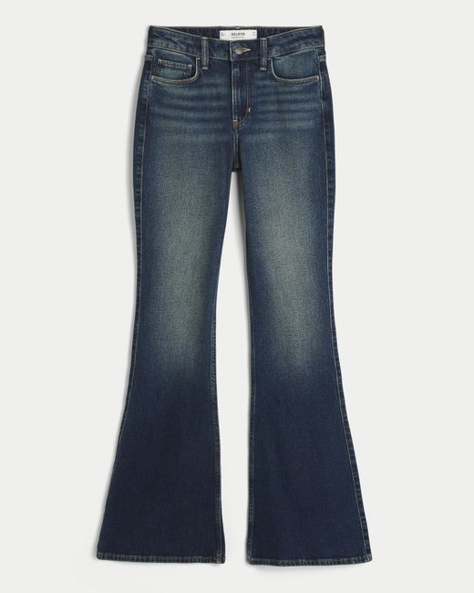 Hollister Blue High-rise Dark Wash Flare Jeans