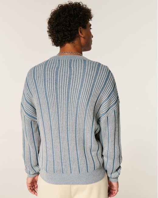 Hollister Kastiger Pullover mit Rundhalsausschnitt in Blue für Herren