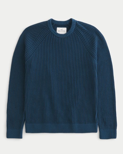 Hollister Blue Plated Stitch Crew Sweater for men