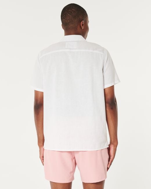 Hollister White Short-sleeve Pattern Button-through Shirt for men