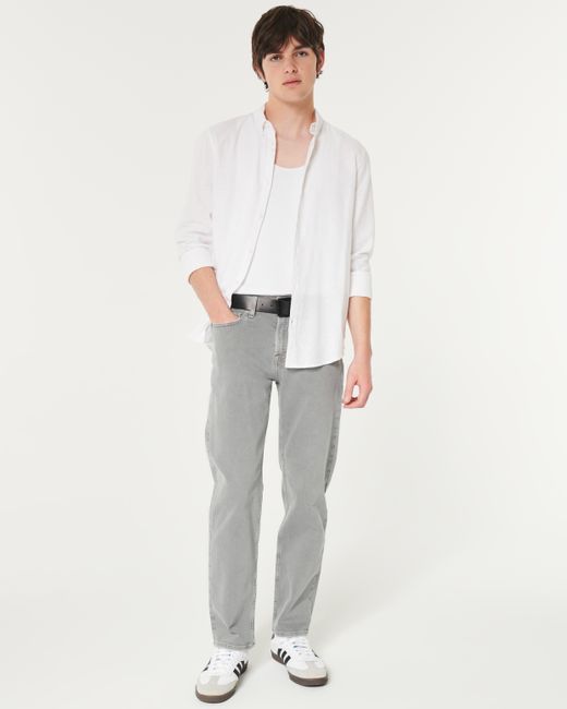 Hollister White Long-sleeve Linen Blend Button-through Shirt for men
