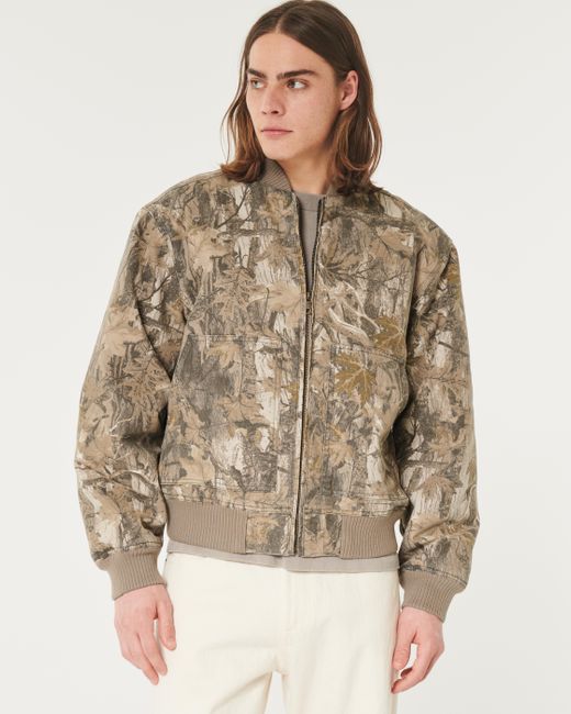 Hollister Natural Twill Camo Workwear Bomber Jacket for men