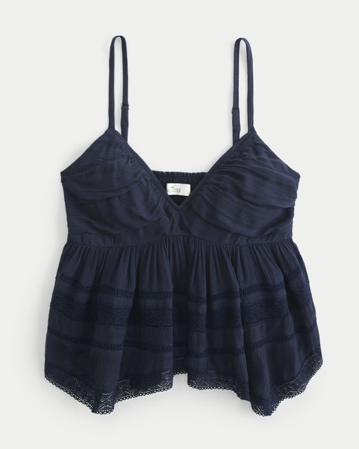Hollister Blue Easy Lace Babydoll Top