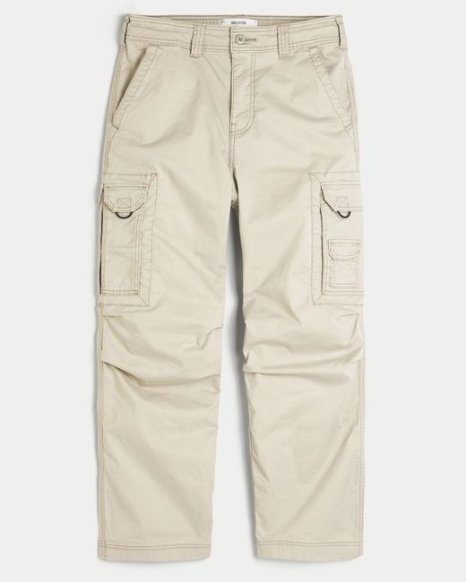 Hollister Baggy-Cargohose mit flexiblem Bund in Natural für Herren