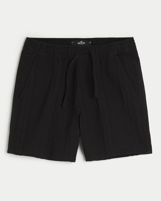 Hollister Seersucker-Shorts, 18 cm in Black für Herren