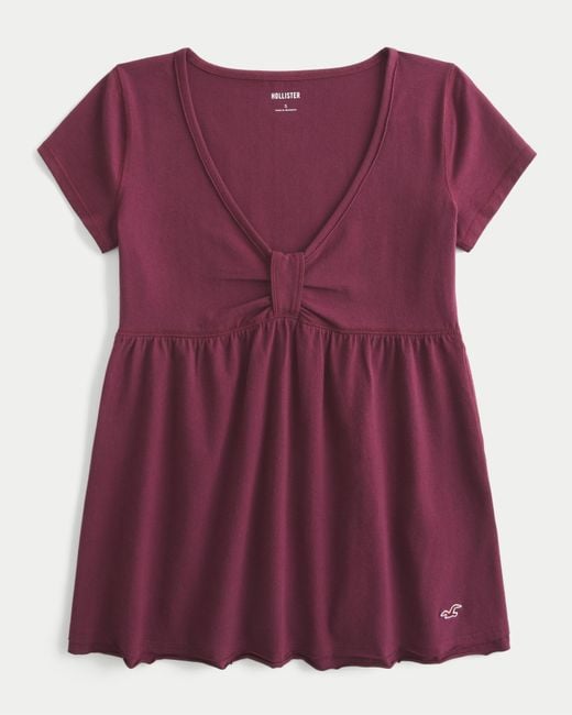 Hollister Purple Easy Short-sleeve Babydoll Top