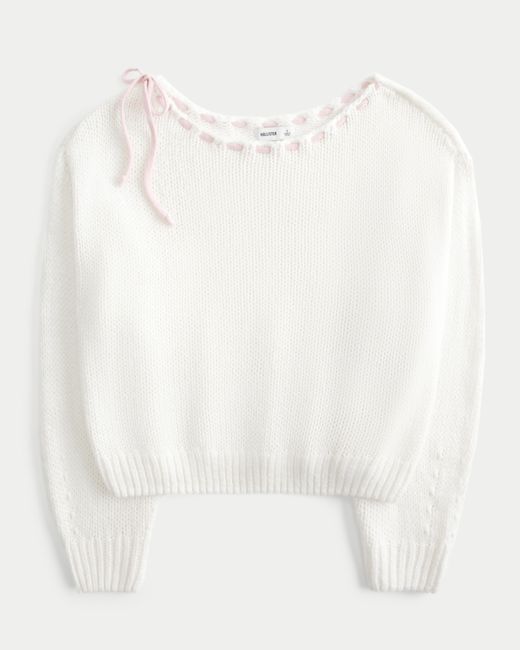 Hollister White Easy Off-the-shoulder Sweater
