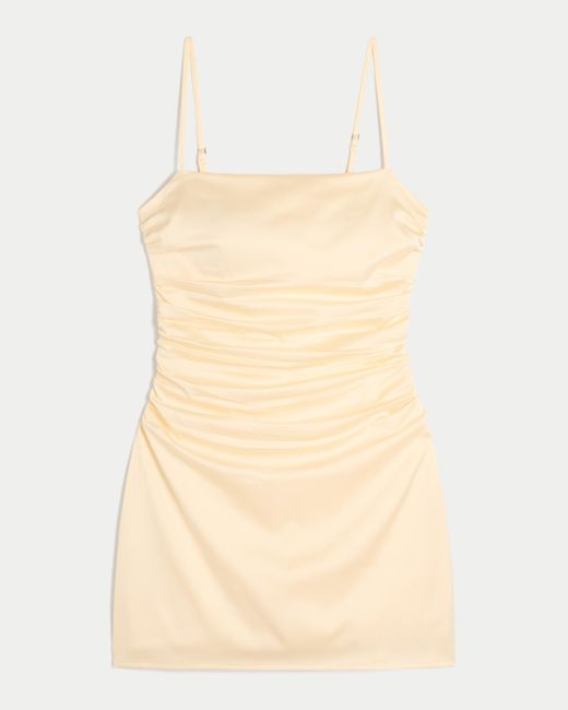 Hollister Natural Satin Back Bow Bodycon Dress