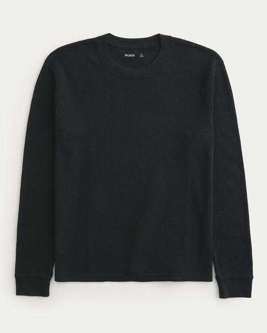 Hollister Black Long-sleeve Thermal Crew T-shirt for men