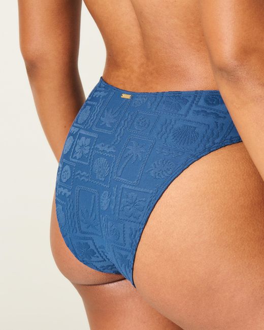 Hollister Blue Curvy High-waist Jacquard Cheeky Bikini Bottom
