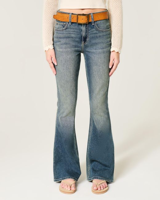 Hollister Blue High-rise Medium Wash Flare Jeans