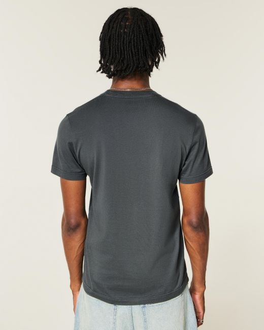 Hollister Black Cotton Icon Crew T-shirt for men