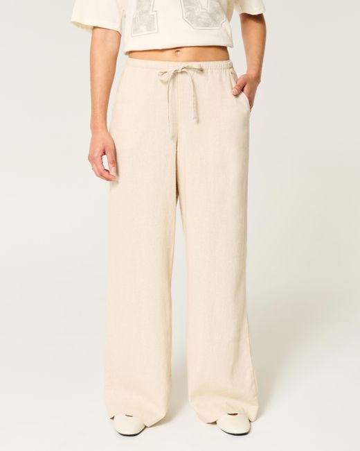 Hollister Natural Baggy-Hose zum Hineinschlüpfen aus Leinenmischung