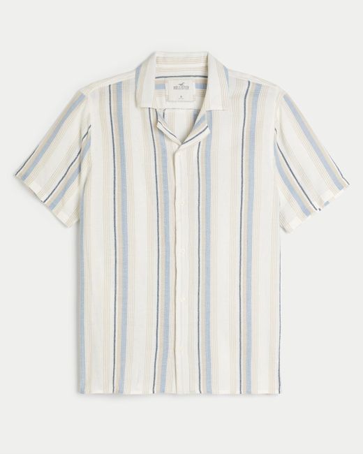 Hollister Kurzärmliges Hemd mit durchgehendem Knopfverschluss und Streifen in White für Herren