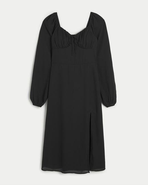 Hollister Black Long-sleeve Midi Dress
