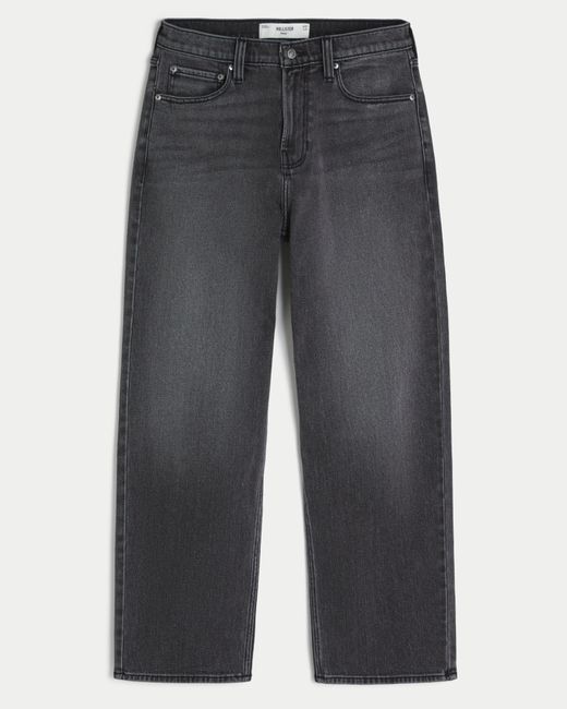 Hollister Gray Graphic Baggy Jeans for men
