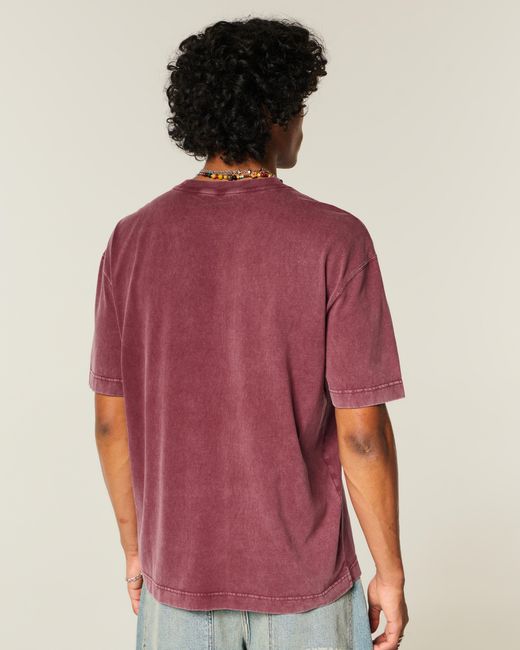 Hollister Red Boxy Heavyweight Cotton Crew T-shirt for men