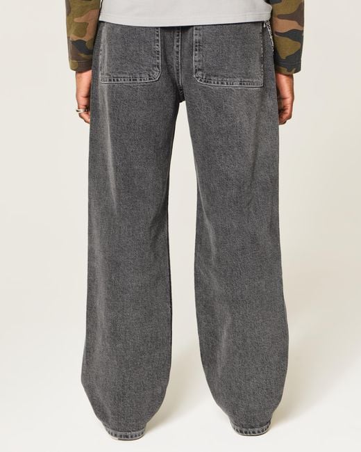 Hollister Gray Washed Black Baggy Jeans for men