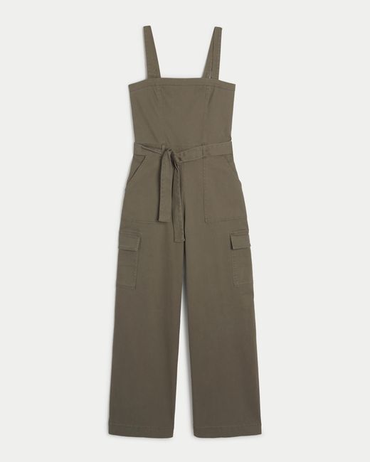 Hollister Natural Twill Cargo Jumpsuit