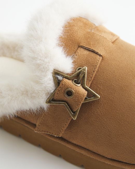 Hollister Natural Faux Fur-lined Platform Slipper Sandals