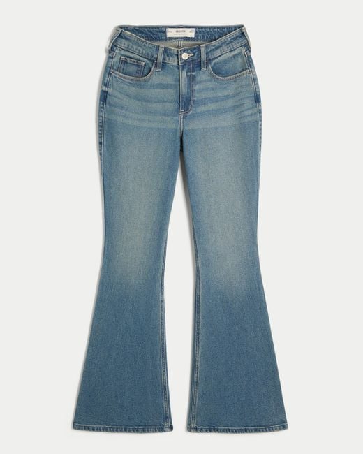 Hollister Blue Curvy High-rise Medium Wash Flare Jeans