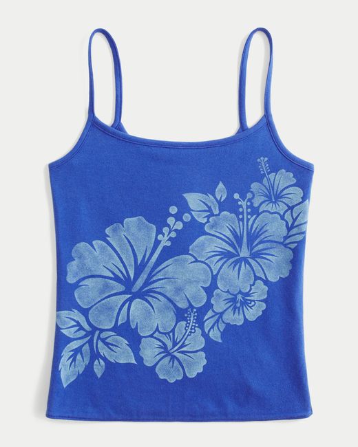 Hollister Blue Hollister Callie Reversible Floral Graphic Cami