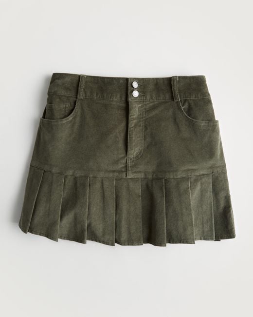 Hollister Green Ultra High-rise Pleated Mini Skirt