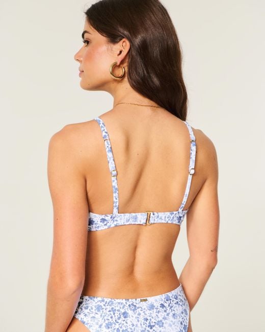 Hollister Blue Curvy Crochet-style Trim Underwire Bikini Top